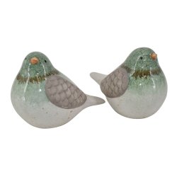 Fugl i keramik grn/brun - vlg mellem 2 stk ass.
