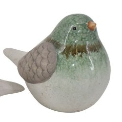 Fugl i keramik grn/brun - vlg mellem 2 stk ass.
