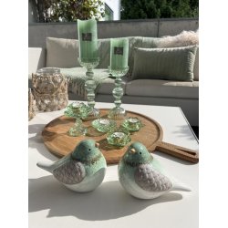 Fugl i keramik grn/brun - vlg mellem 2 stk ass.