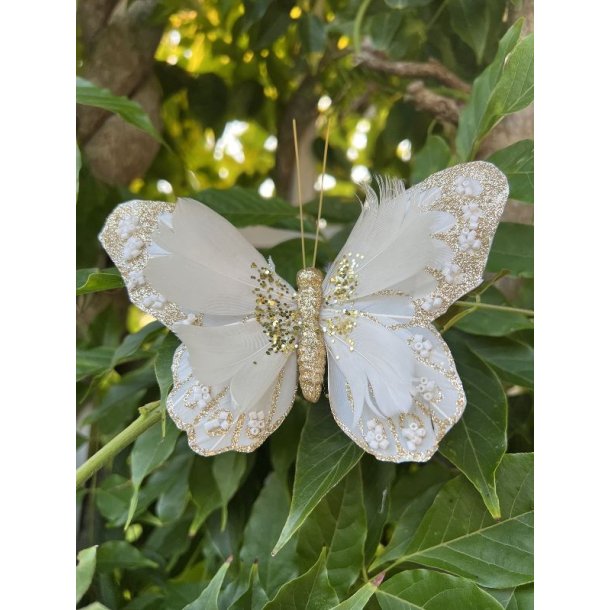 Deko sommerfugl - hvid