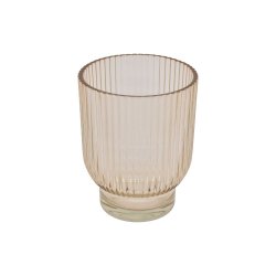 Fyrfadsstager/vase champagne farvet glas i rillet mnster