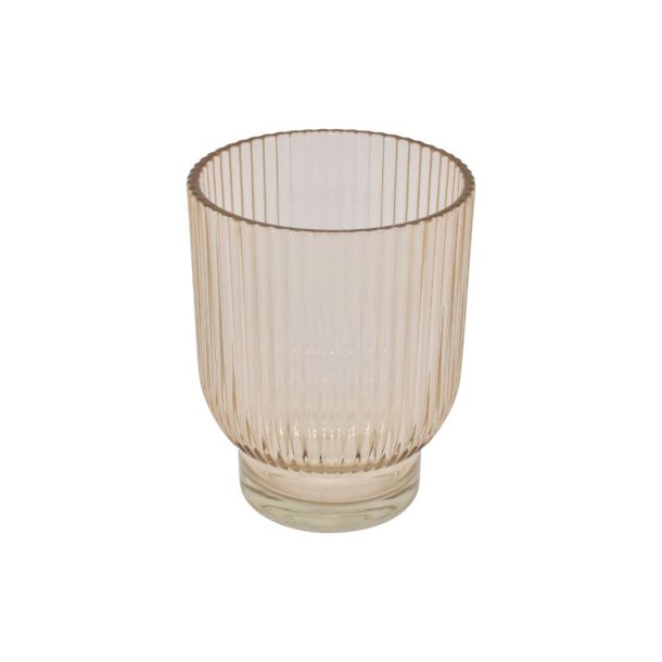 Fyrfadsstager Marly champagne farvet glas i rillet mnster Fyrfadstage Stor:&nbsp;H12,5/D9,5 cm