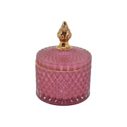 Glas krukker - rosa m/lg i 2 strrelser