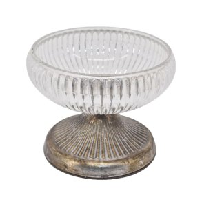 Opsats i klar glas med antik slv fod i 2 strrelser