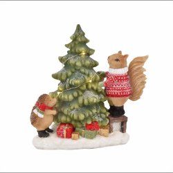   Julefigur, Pindsvin og Egern med juletr