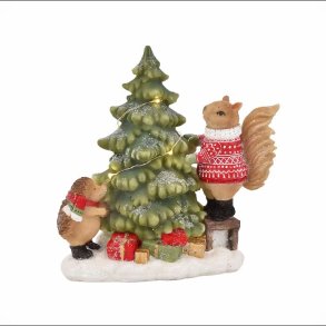   Julefigur, Pindsvin og Egern med juletr