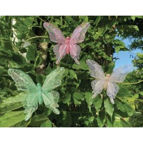 Sommerfugle i 3 farver str. L12 cm