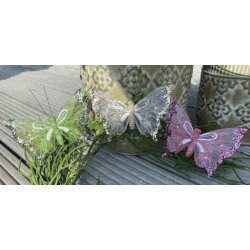 Sommerfugle i 3 farver og hvid aftegning str. L12 cm