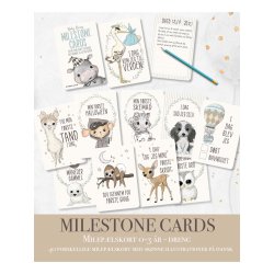 Mileplskort Babyshower/Barsels-gave - dreng - (barnets frste bog i kort)