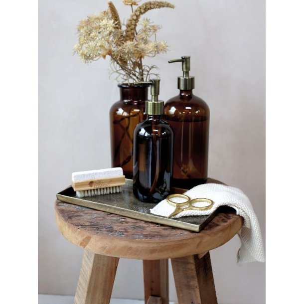 Gl. Fransk Apotekerglas m. lg 1 st; 5 forskellige str. glas - mocca brun farvet glas