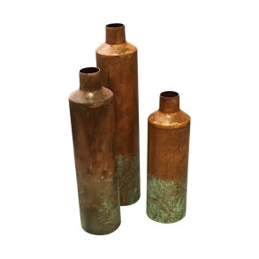 Vaser i jern med irret kobber finish
