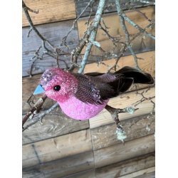 Dekorationsfugle i bl og pink