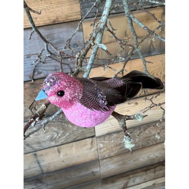 Dekorationsfugle i bl og pink