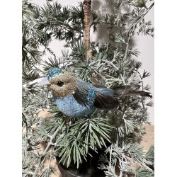 Dekorationsfugle i bl og pink