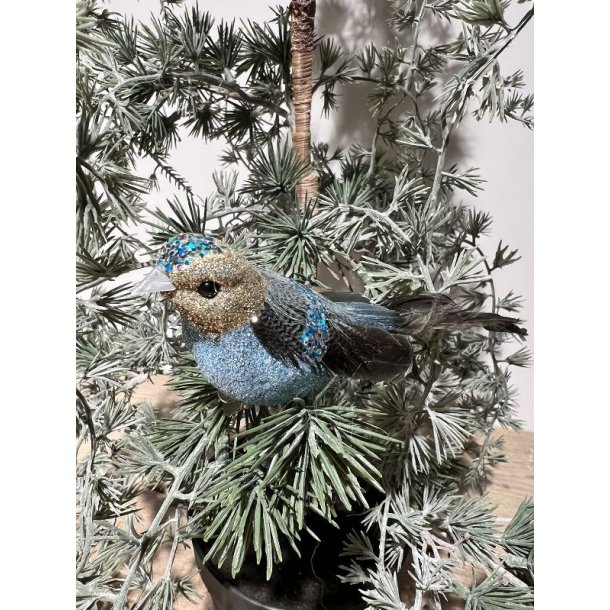 Dekorationsfugle i bl og pink