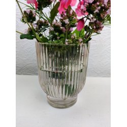 Fyrfadsstager/vase champagne farvet glas i rillet mnster