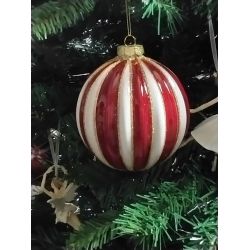 Julekugle, �10 cm, candy m�nsteret