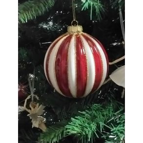 Julekugle, �10 cm, candy m�nsteret