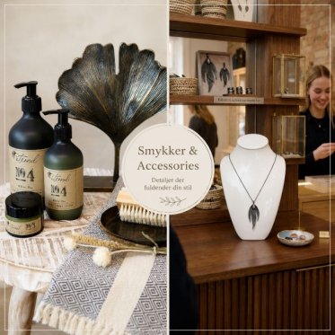 smykker og personlig pleje med fodcreme, h�ndcremer og s�be st�r p� bordene