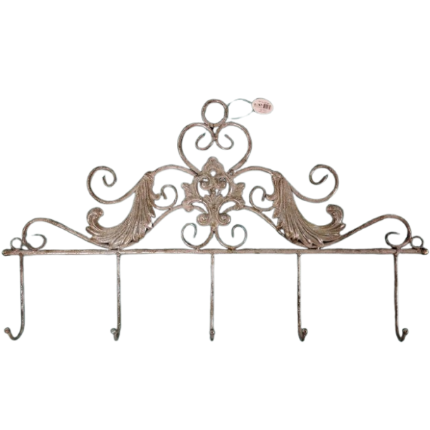 Knager�kke med 5 knager - Antique guld - L56 cm