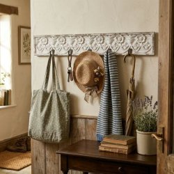 Dekorativ Knager�kke m/ 5 Knager - Antique Creme - L71 cm