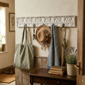 Dekorativ Knager�kke m/ 5 Knager - Antique Creme - L71 cm