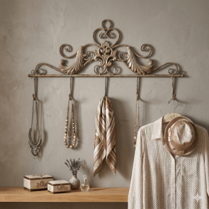 Knager�kke med 5 knager - Antique guld - L56 cm