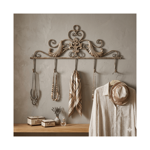 Knager�kke med 5 knager - Antique guld - L56 cm