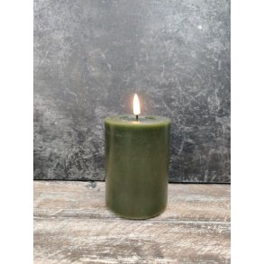 LED kunstig mrk grn bloklys 3D statisk real flamme ml: D 7,5 cm x H 10 cm