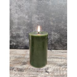 LED kunstig mrk grn bloklys 3D statisk real flamme ml: D 7,5 cm x H 12,5  cm