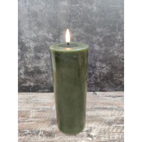 LED kunstig mrk grn bloklys 3D statisk real flamme ml: D 7,5 cm x H 20 cm