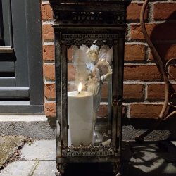 Udendrs LED hvid bloklys 3D statisk real flamme ml: D 7,5 cm x H 20 cm