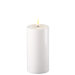 LED kunstig hvid bloklys 3D statisk real flamme ml: D 7,5 cm x H 15 cm