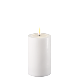 LED kunstig hvid bloklys 3D statisk real flamme ml: D 7,5 cm x H 12,5  cm