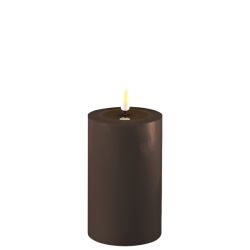 LED kunstig mokka brun bloklys 3D statisk real flamme ml: D 7,5 cm x H 12,5  cm