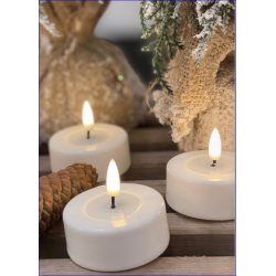 LED hvid STOR fyrfadslys med 3D statisk real flamme  H4,5 cm. 6,1 cm. Et st: 2 stk i ske