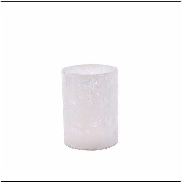 Hvid Hurricane lysestage med motiv og indbygget LED-lys med timer-funktion