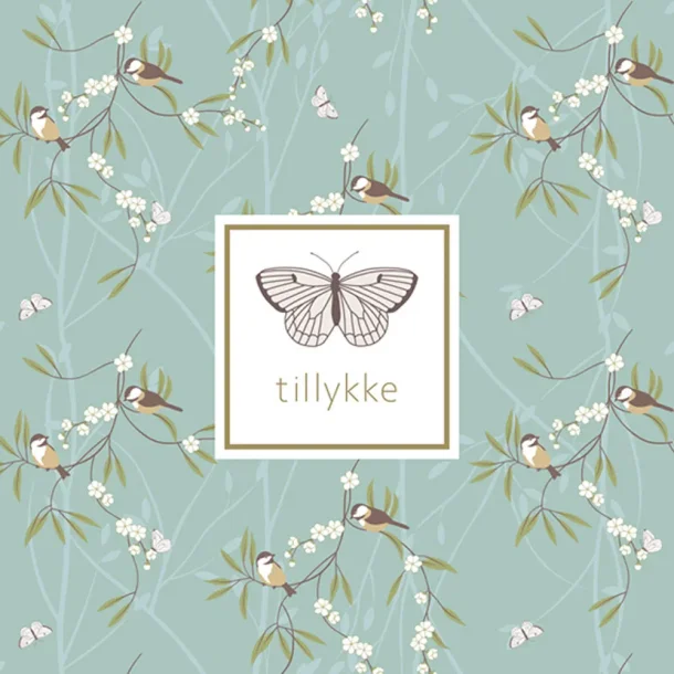 Pop up kort - Fugle, H 13cm, B 13cm, Floral bloom