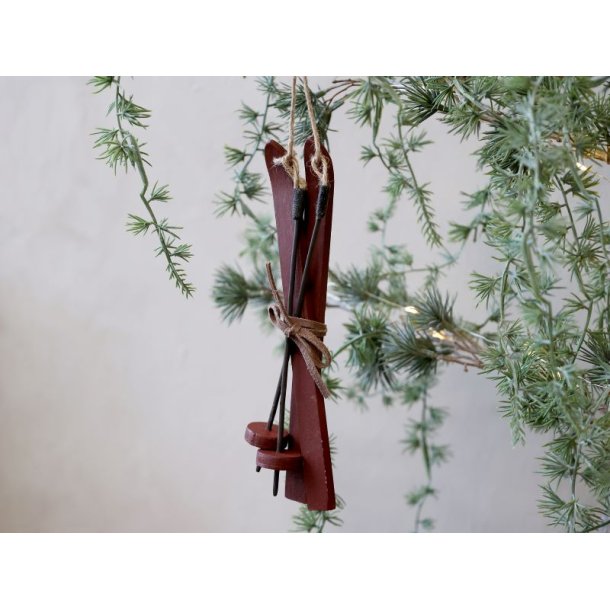 Vintage ski til juletrsophng, H20 cm