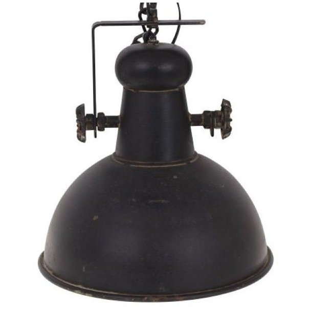Stor sort Chic Antique Factory loftlampe i metal med antik finish og industrielt design.
