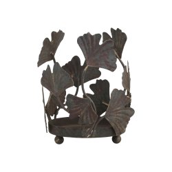 Bloklysestage m. bladdekoration antique messing