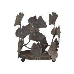 Bloklysestage m. bladdekoration antique messing