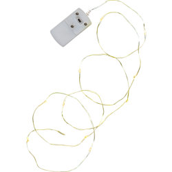 kobberfarvet tr�dlysk�de med 12 varme LED-lys og timer-funktion.