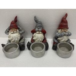 Fyrfadsstager m/nisser: 1 st bestr af 3 nisser. Ikke se, ikke hre, ikke grine!