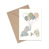 Tillykke kort - fdselsdagskort - Elefant med balloner