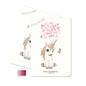 Enhjrning fingerprint/gstebog -  fire flotte pink nuancer