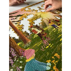 VISSEVASSE  puslespil med 1000 brikker og illustreret skovmotiv.