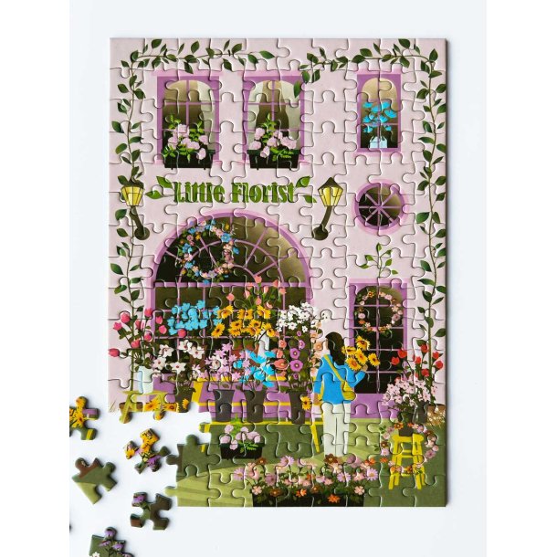 VISSEVASSE Little Florist puslespil med 150 brikker og blomstermotiv.
