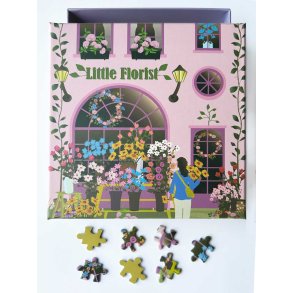 VISSEVASSE Little Florist mini-puslespil med 150 brikker og blomstermotiv.