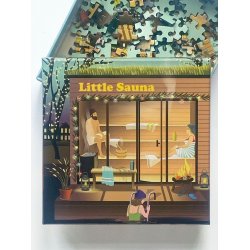 VISSEVASSE Little Sauna mini-puslespil med 150 brikker og saunamotiv.
